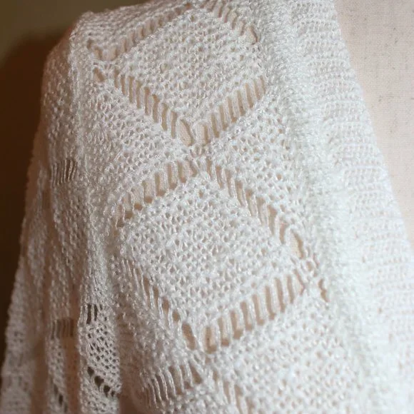 NWT Coldwater Creek Women's White Crochet Long-Sleeve Cardigan Size S/8 - Picture 11 of 11